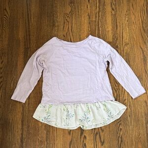 LOFT Lavender Long Sleeve Blouse with Floral Ruffle